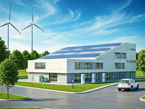 An illustration depicts a microgrid on a small facility.