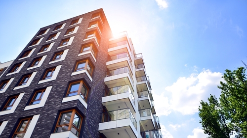 The top of a residential building